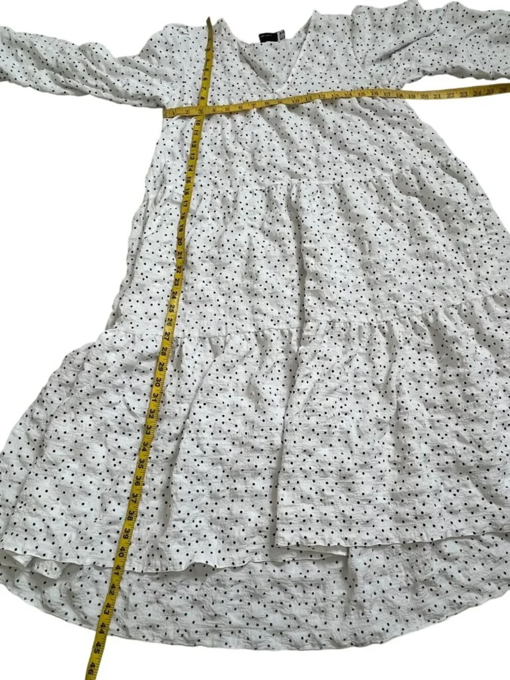 ASOS White Black Polka Dot Tiered Midi Dress Size US 8 UK 12